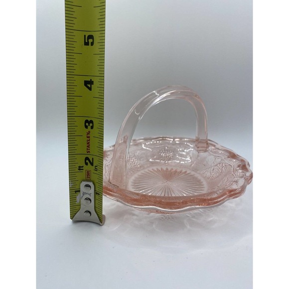 Westmoreland Pink Depression Glass Basket Grape Motif Ruffled Edge - Picture 5 of 5